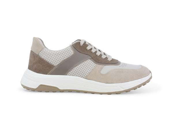 Melluso Sneaker Uomo in Camoscio e Pelle Traforata Bicolore Beige U56034-243017
